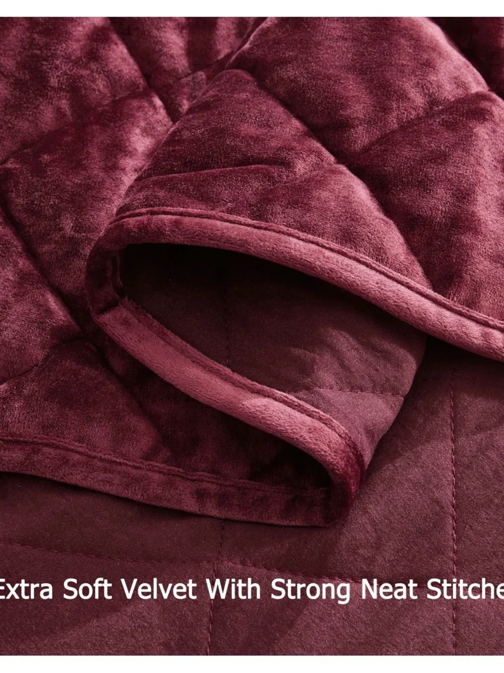 Plush Quilted Velvet king quilt 3 piece Set in Burgundy